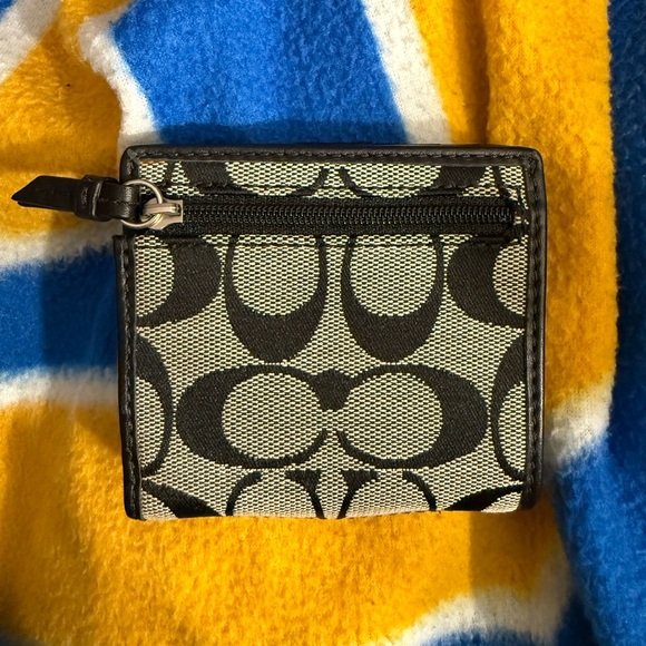 Coach Signature Black and Tan Card Holder - Picture 2 of 4